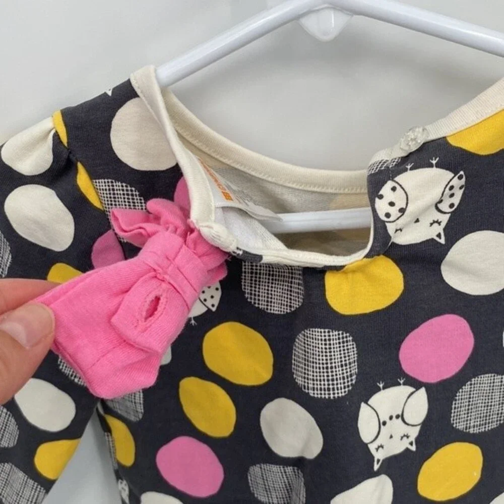 Gymboree 18-24 months Owl Polka Dot Sweatshirt Gray Pink Crew Neck Long Sleeve